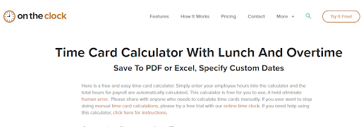 ontheclock-free-time-card-calculator