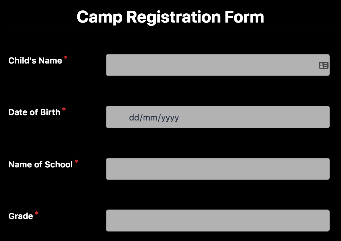 Camp Registration Form