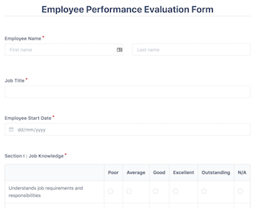 Employee Evaluation Form