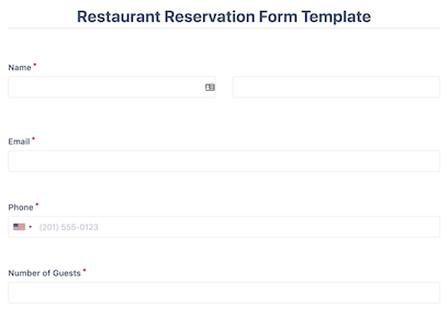 Restaurant Reservation Form